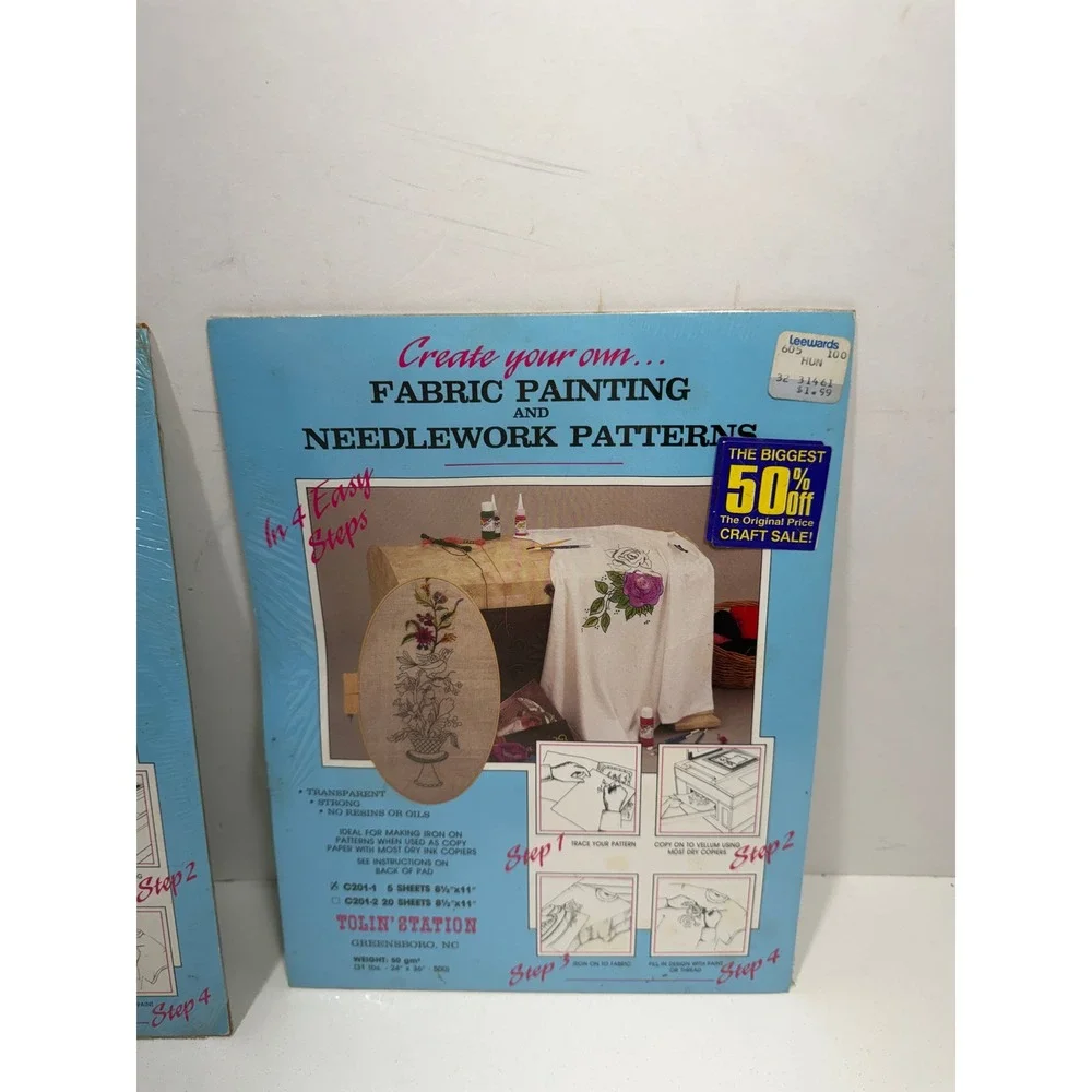 Tolin Station Vellum Paper lot of‎ 2 Fabric Painting Needlework Patterns